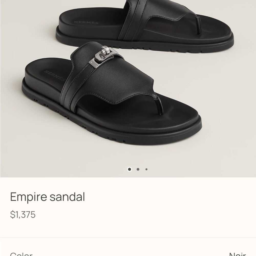 Hermès Black Leather Empire Sandals